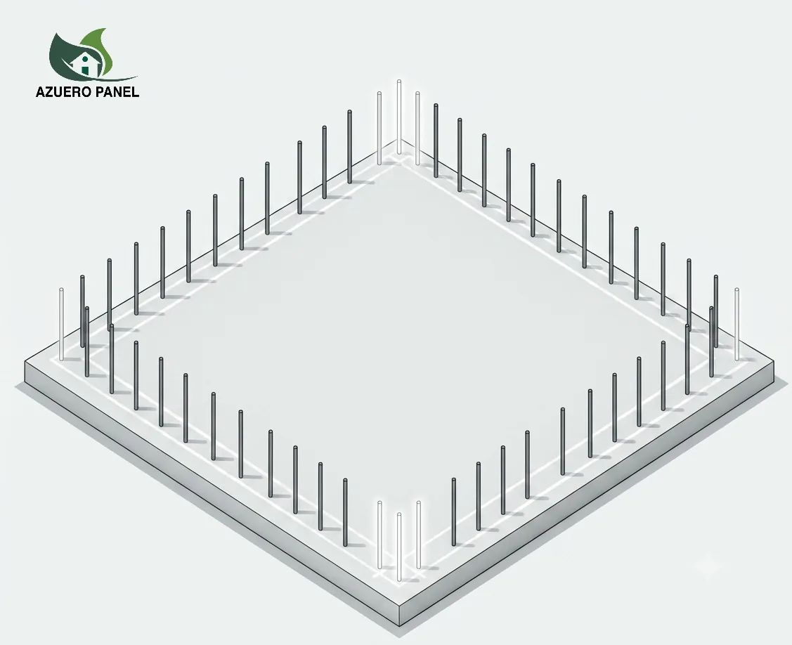 Losa de fundación con varillas de anclaje — ilustración